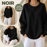 Pull gaufré femme Noir