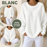 Pull gaufré femme Blanc