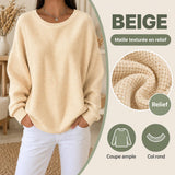 Pull gaufré femme Beige